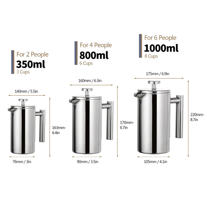 Lisslune | Stainless Steel French Press Coffee Maker