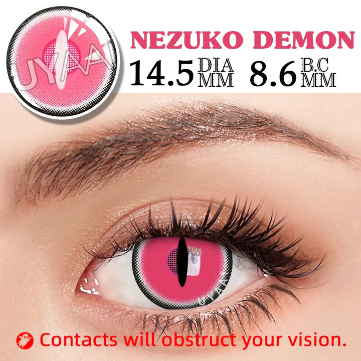 Rynx | 1 Pair Anime Pink Lenses for Eyes Cosplay Lenses for Halloween Nezuko Colorcon y2k Eye Contacts