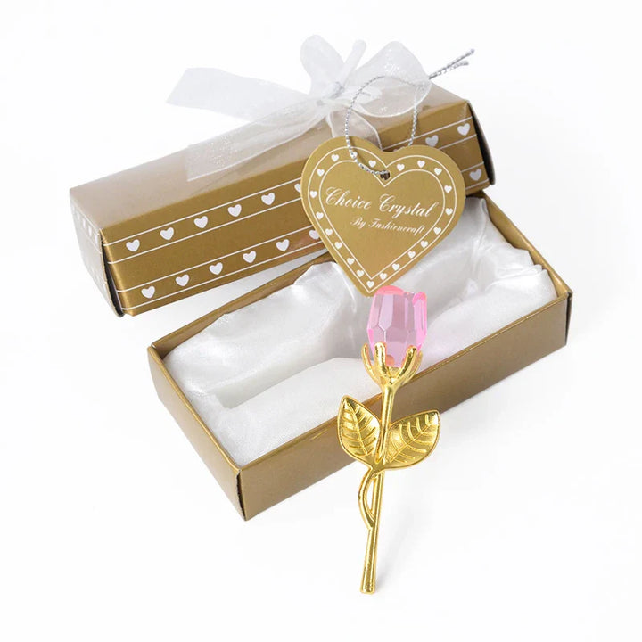 Lisslune | Crystal Bear Glass Rose - Valentine's Day Gift, Fashion Ornament, Wedding Home Decor