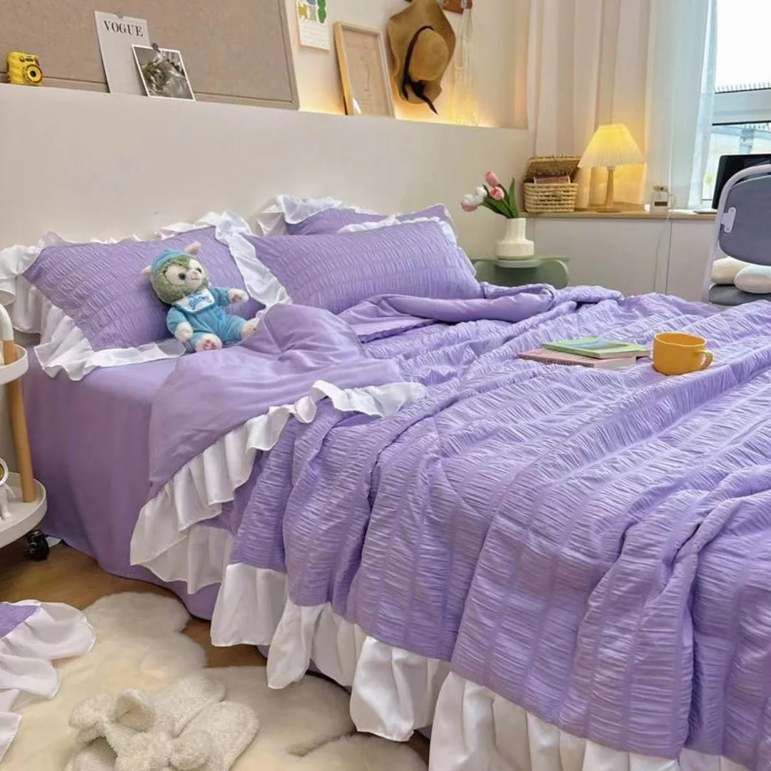 Rynx | Korean style princess summer quilt cooler chiffon seersucker air-conditioned quilt bed sheet summer blanket duvet