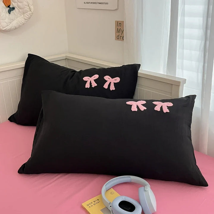 Rynx | INS washed cotton bedding set with pillowcase bed sheet single bed double bed orange duvet cover queen/king double bed