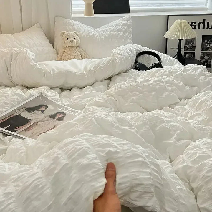 Lisslune | ChicParis | Seersucker Bedding Set – Lightweight, Soft & Elegant French-Style Duvet Cover Set