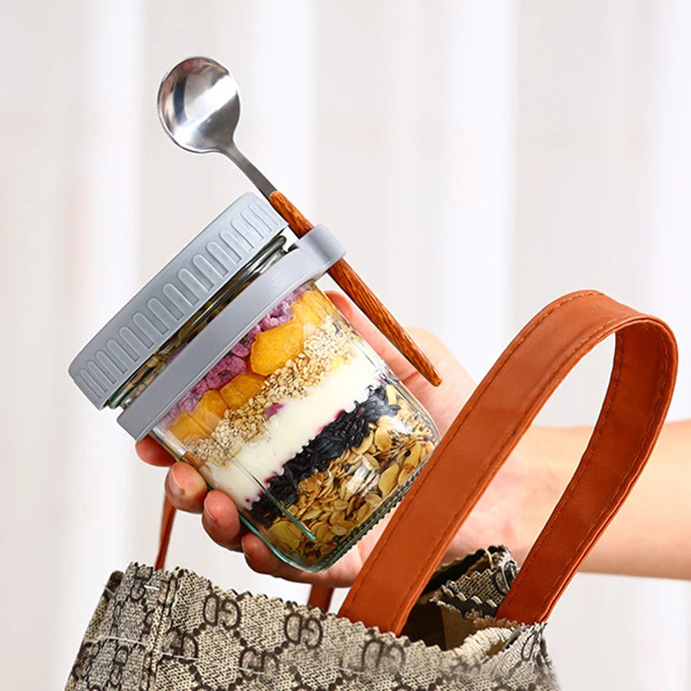 Lisslune | Multifunctional Portable Breakfast Cup with Lid and Spoon - Perfect for Oatmeal, Cereal, Nuts, Yogurt, Salad, and More! Heat-Resistant Tumbler for Juice and Milk On-the-Go