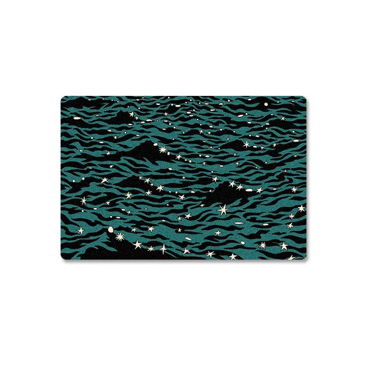 Rynx | Star pattern living room large rug wavy striped bedroom nightstand rug green blue home decor rug soft plush rugs IG