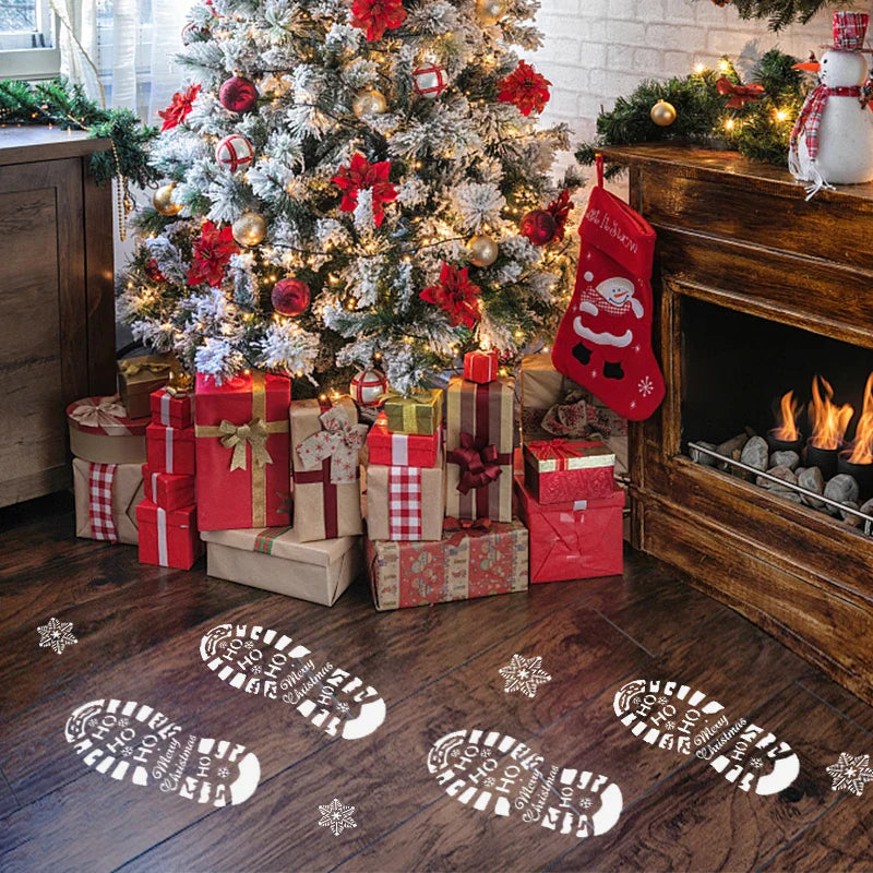 Rynx 6-piece Christmas footprint snowflake stencil Santa footprint coloring template scrapbook coloring embossing album Xmas decor
