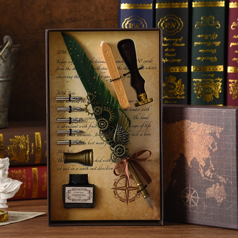 Lisslune | Phoenix Feather Mechanic Calligraphy Pen Set