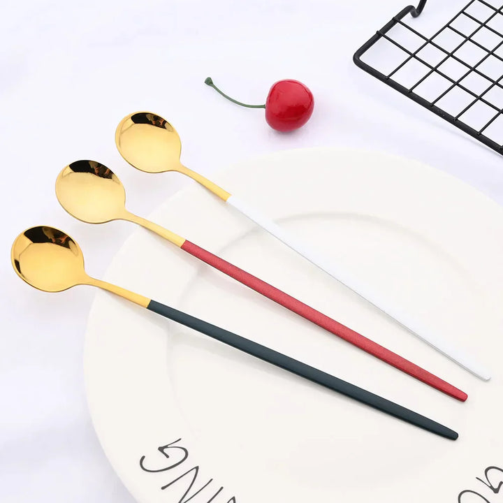 Lisslune | Golden 6-piece Long Handle Spoon Set