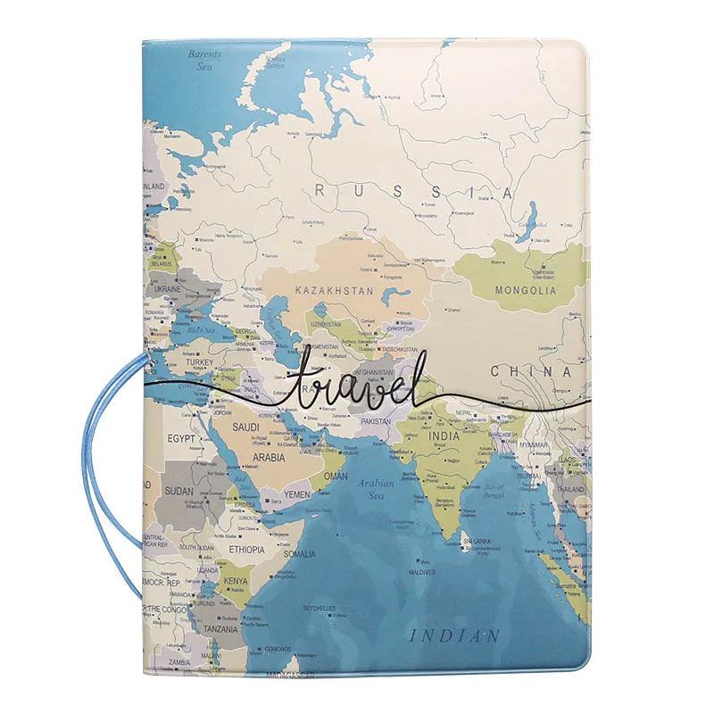 Lisslune | Chic 3D Printed Passport Holder with Card Slots and Synthetic Leather Texture