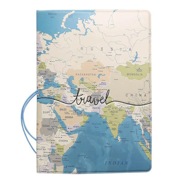 Lisslune | Chic 3D Printed Passport Holder with Card Slots and Synthetic Leather Texture