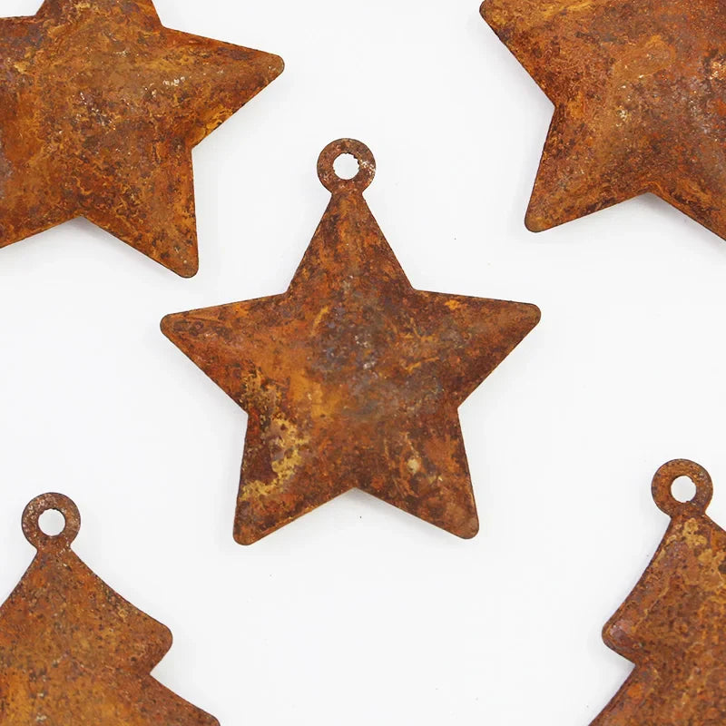 Rynx | (5 pieces/pack) 4.5 cm Retro Rusty Christmas Bells Decoration Star Horn Bell New Year Festival Decoration Pendant DIY
