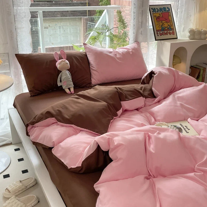 Rynx | Mashup color-grown cotton bedding set with pillowcase bed sheet single full bedding orange duvet cover queen/king double bed