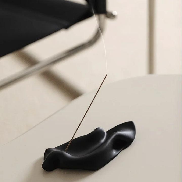 Rynx | Nordic Resin Incense Holder Irregular Calming Aroma Storage Base Black White Plate Decorative Home Office Decor