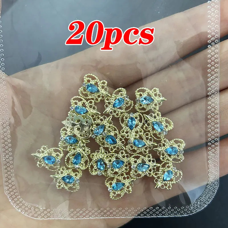 Rynx | 20 pieces/bag 3D Cherry Nail Charms Red & Pink Cherry Nail Rhinestones Nail Gemstones Nail Glitter Stud Fruit Nail Slices for Nail Jewelry