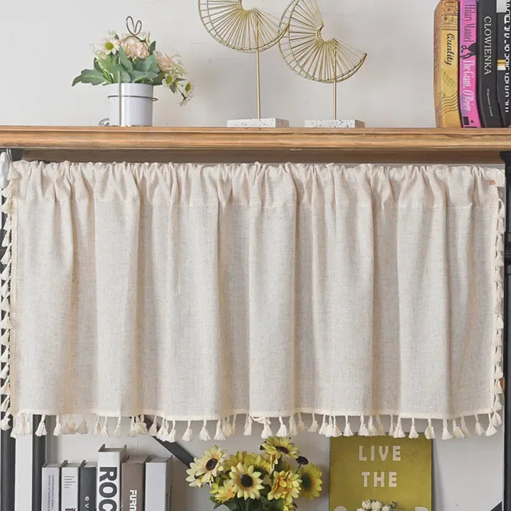 Rynx | Nordic Style Short Curtains for the Kitchen Solid Cotton-Linen Curtain Wine Rack Door Window Small Curtains Wardrobe Curtain