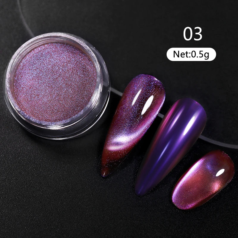 Rynx | Aurora Pearl White Nails Glitter Dust Chrome Gradient Rubbing on Powder Mirror Reflective Magnetic Pigment Nail Art Decorations