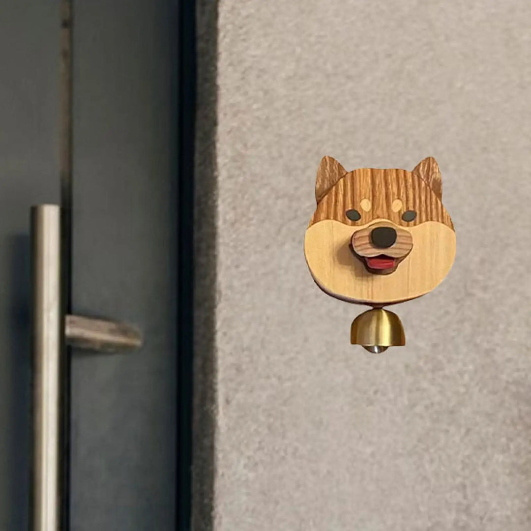 Lisslune | Playful Shiba Dog Face Wooden Doorbell