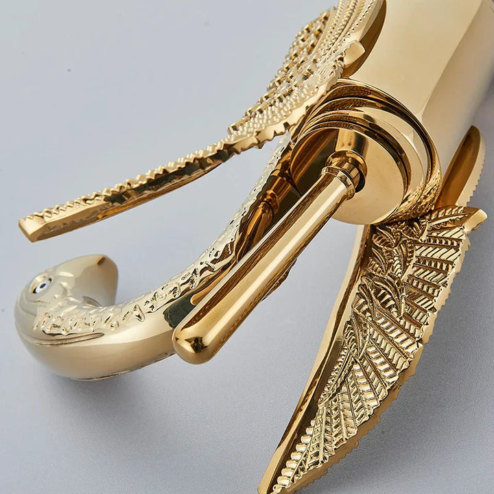 Lisslune | Swan Single Handle Golden Basin Faucet