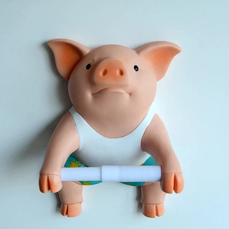 Rynx | Bathroom Accessories PVC Pig Style Toilet Paper Holder Shockproof Towel Box Household Paper Towel Holder Roll Spool Device
