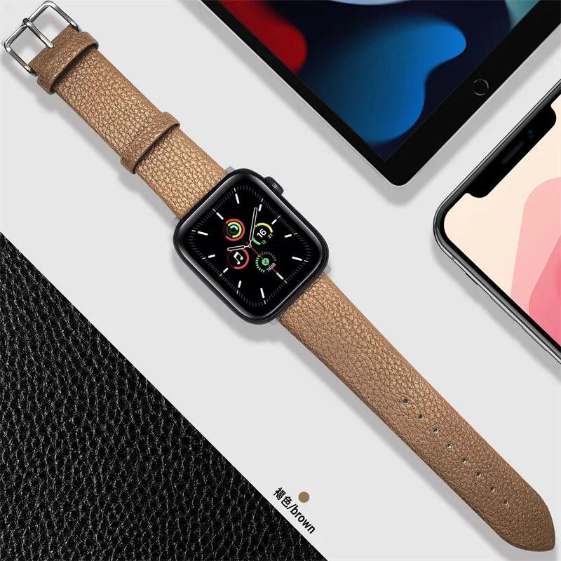Lisslune | Crimson Glitter Leather Apple Watch Band - Luxe Sparkle Strap