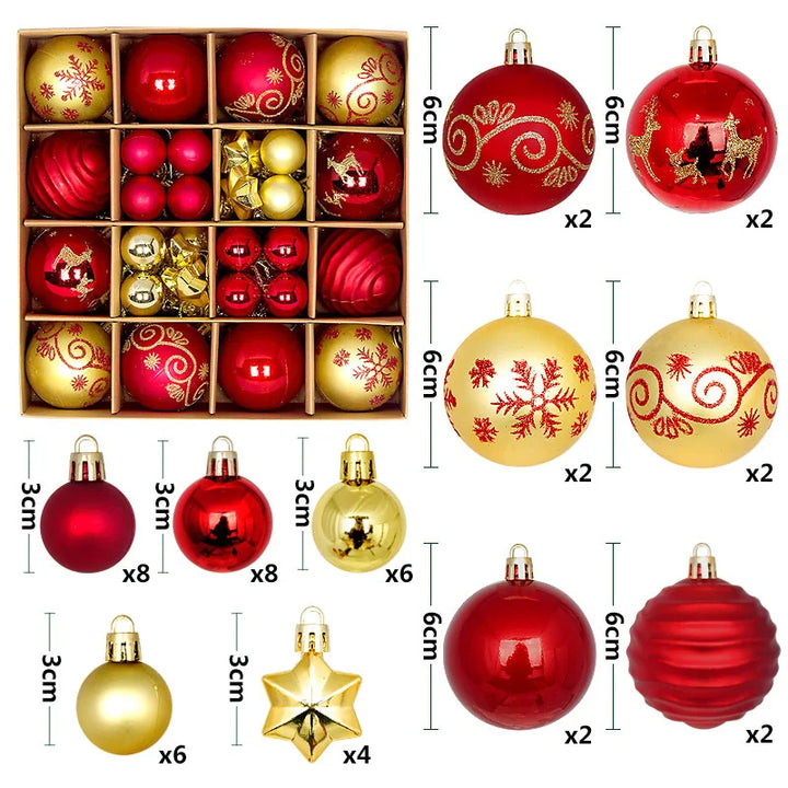 Rynx Christmas Ball Ornament Set Large Christmas Tree Hanging Decoration Snowflake Merry Christmas Decoration for Home 2025 New Year Party Gift