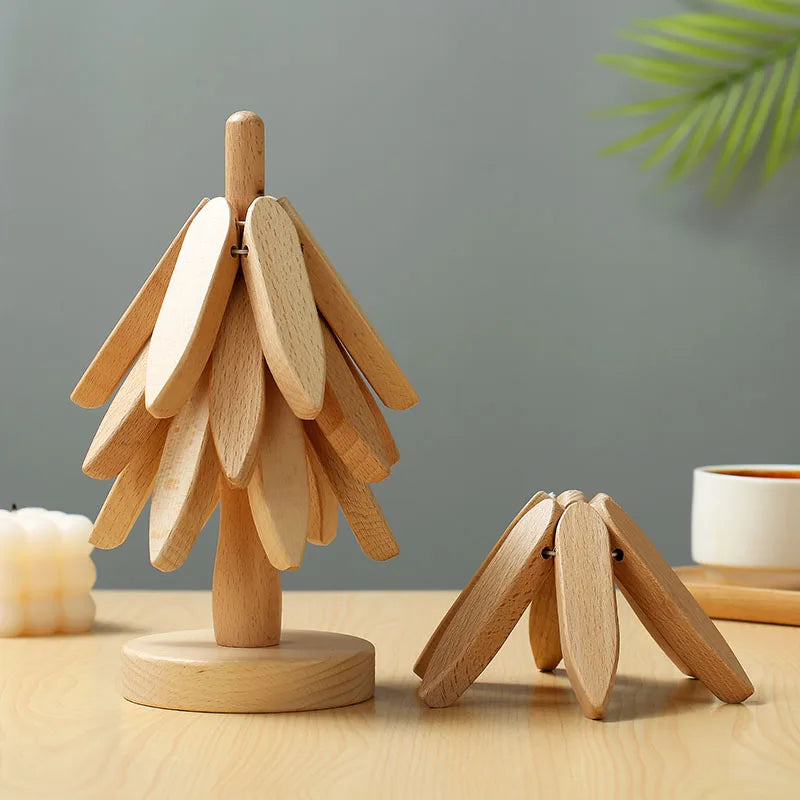 Lisslune | Wooden Tree Heat Resistant Coaster Set