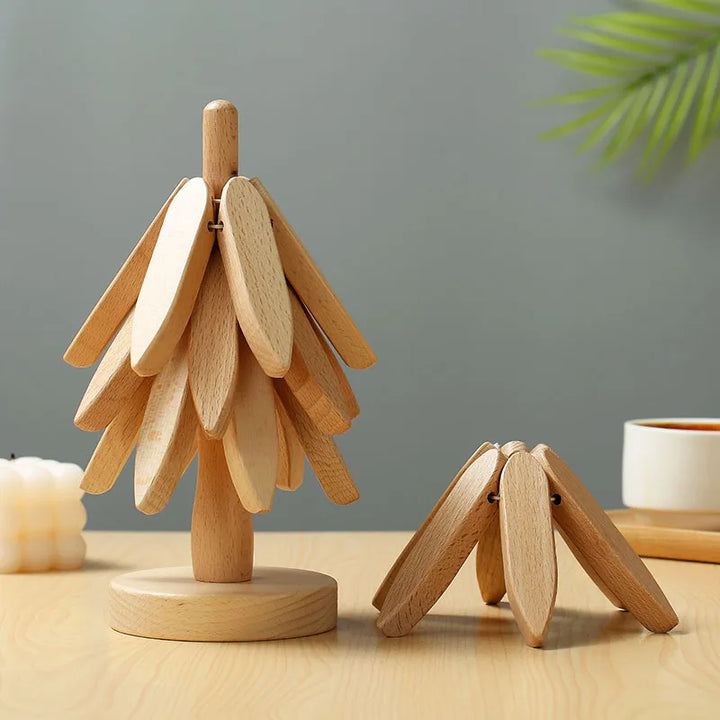 Lisslune | Wooden Tree Heat Resistant Coaster Set