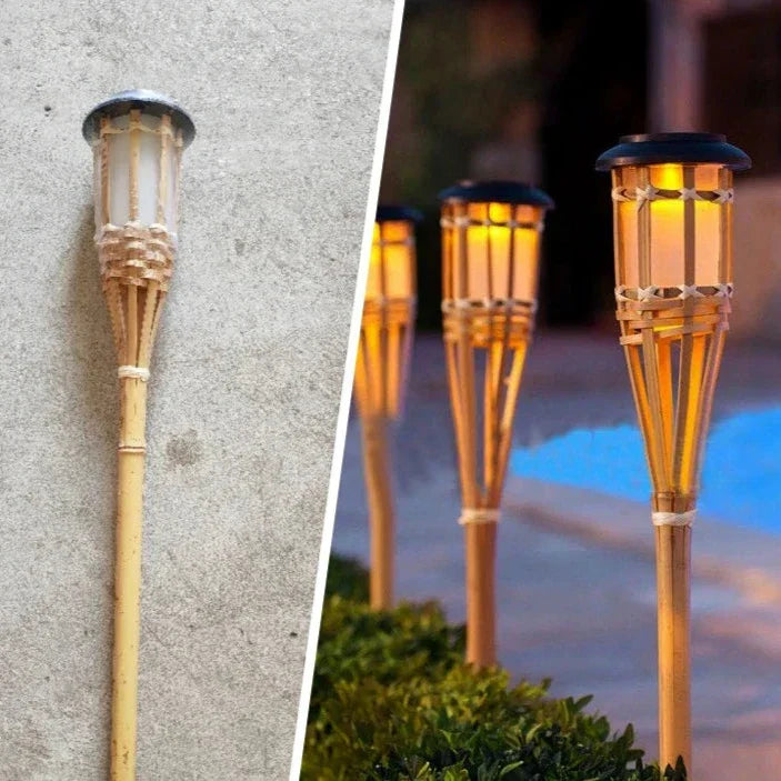 Lisslune | Solar Torch 5-Piece Set | Flame Effect LED Garden Lights | Solar Powered | Decorative Light for Outdoors