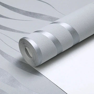 Lisslune | Modern Luxury Geometry Tapete 3D-Prägung Silber Grau Vlies Tapete Wohnzimmer Schlafzimmer TV Hintergrund Loft Wanddeko