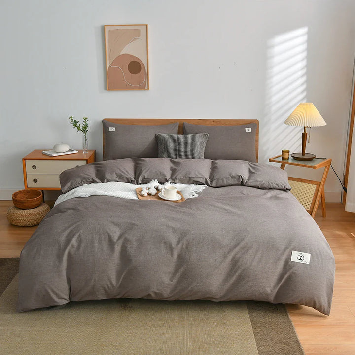 Rynx | 100% Cotton Duvet Cover Set with Pillowcase Japanese Style Grid Duvet Cover 220x240 Duvet Cover Set King Size