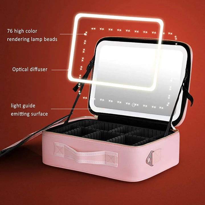 Lisslune | Travel Cosmetic Case LED Mirror Makeup Bag