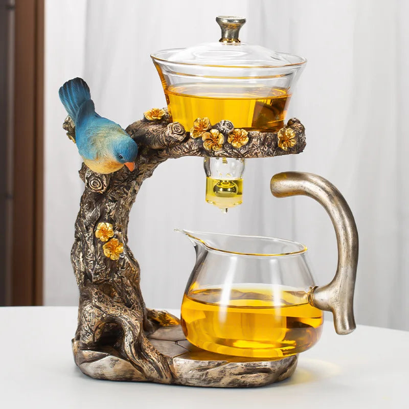 Lisslune | Kung Fu Teapot Household Magnetic Extraction Semi-Automatic Lazy Tea Preparation Tool Glass Tea Set