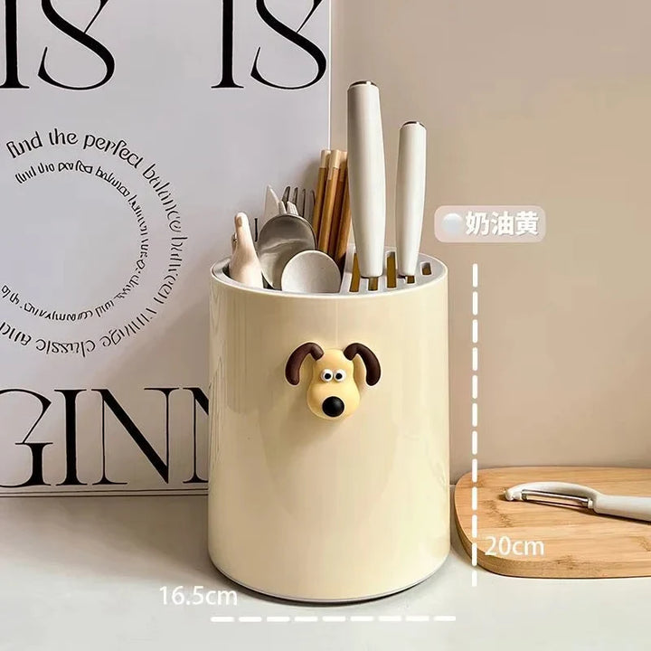 Rynx | Rotating Storage Rack Kitchen Counter Household Spoon Fork Chopsticks Knife Holder Household Dish Integrated Storage Rack
