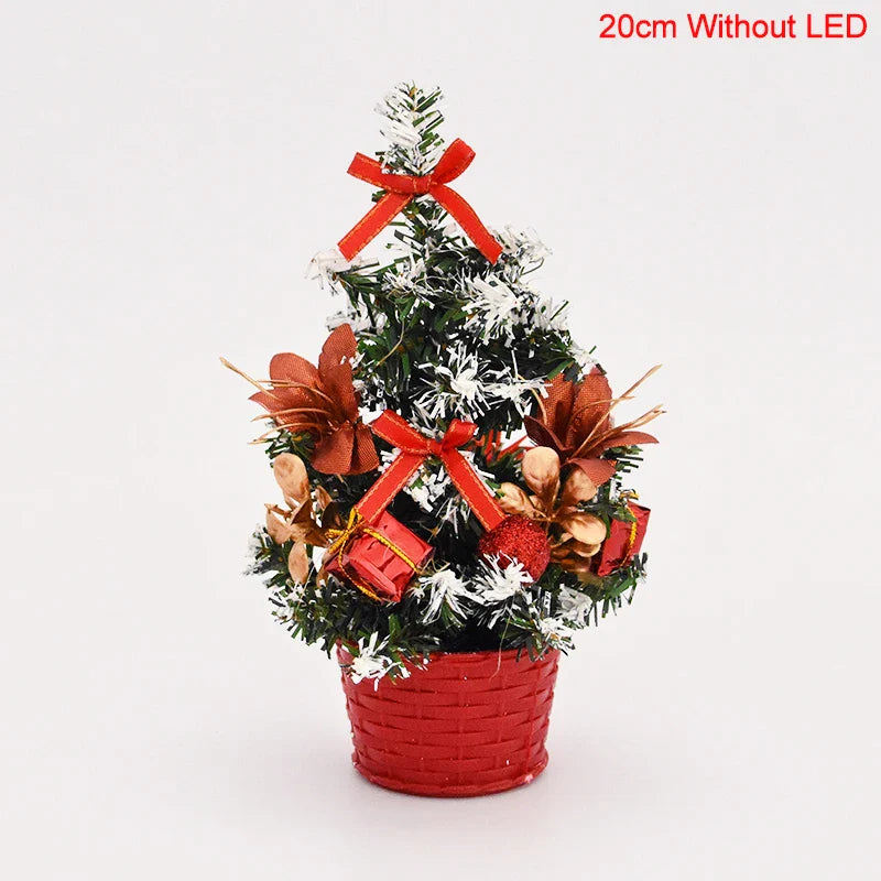 Rynx 20/30cm Artificial Christmas Tree Table Ornament with LED Light Balls Christmas Decoration for Home New Year Gift Mini