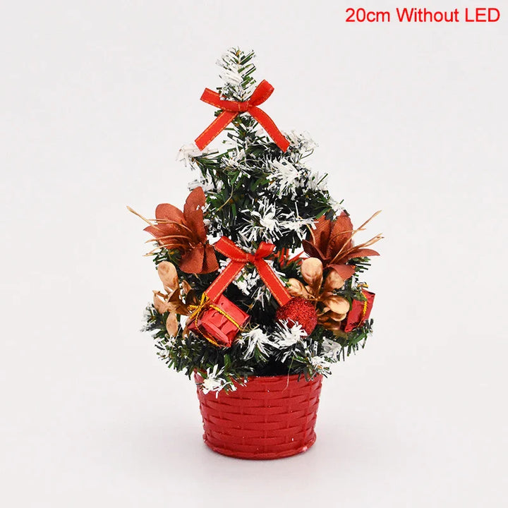 Rynx 20/30cm Artificial Christmas Tree Table Ornament with LED Light Balls Christmas Decoration for Home New Year Gift Mini