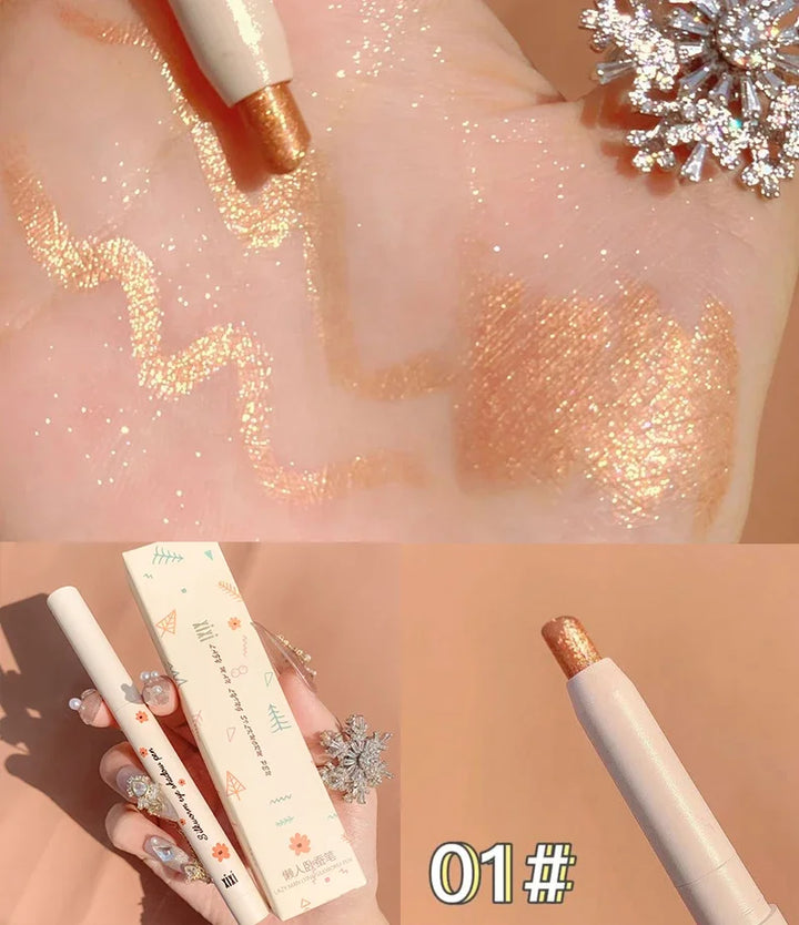 Lisslune | Glitzer Seidenraupen Augenbrauen Liner Bleistift Aufheller Blau Gold Silber Augen-Makeup Stift Langanhaltendes Glänzendes Augen-Make-up Kosmetik
