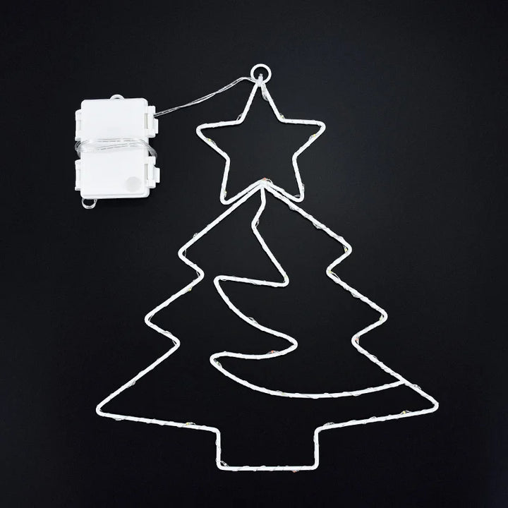 Rynx Christmas Tree Iron Frame LED Light String Window Hanging Ornament 2024 Christmas Decoration for Home 2025 New Year Party Supplies