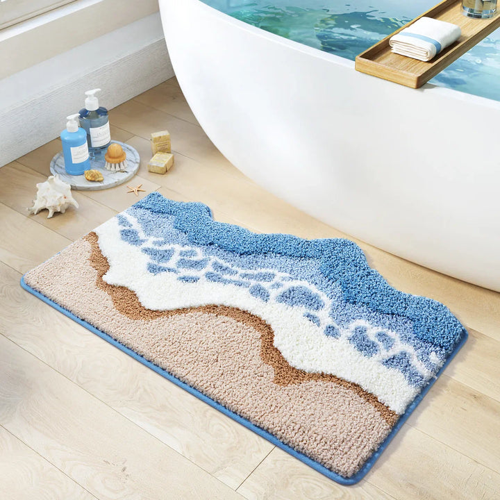 Rynx | Long Tufting Ocean Bedroom Rug Bathroom Mat Soft Landscape Beach Wave Living Room Rug Floor Pad Aesthetic Home Decor