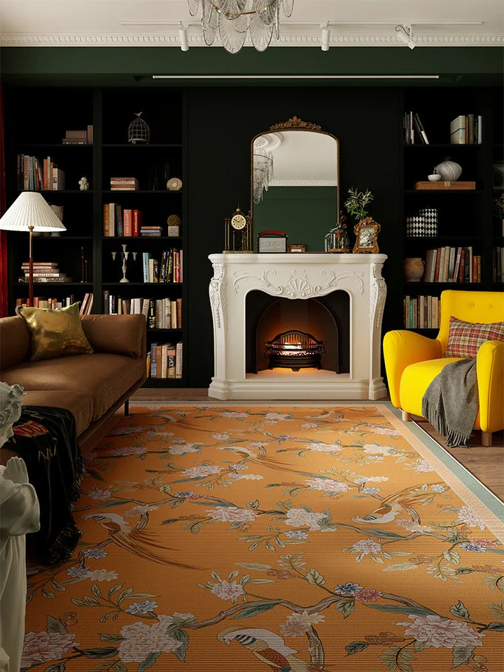 Rynx | American Flower Living Room Rug Vintage Art Bedroom Rug Classic Luxury Flower Oversized Alfombra Space Tapis Wallpaper 러그 carpet