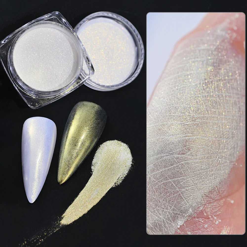 Rynx | 1jar Plating Aurora Chrome Nail Powder High Gloss Moonlight Mirror Fine Glitter Pigment Aurora Pearl Rub Dust Chrome Nails