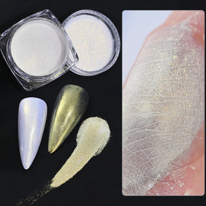 Rynx | 1jar Plating Aurora Chrome Nail Powder High Gloss Moonlight Mirror Fine Glitter Pigment Aurora Pearl Rub Dust Chrome Nails