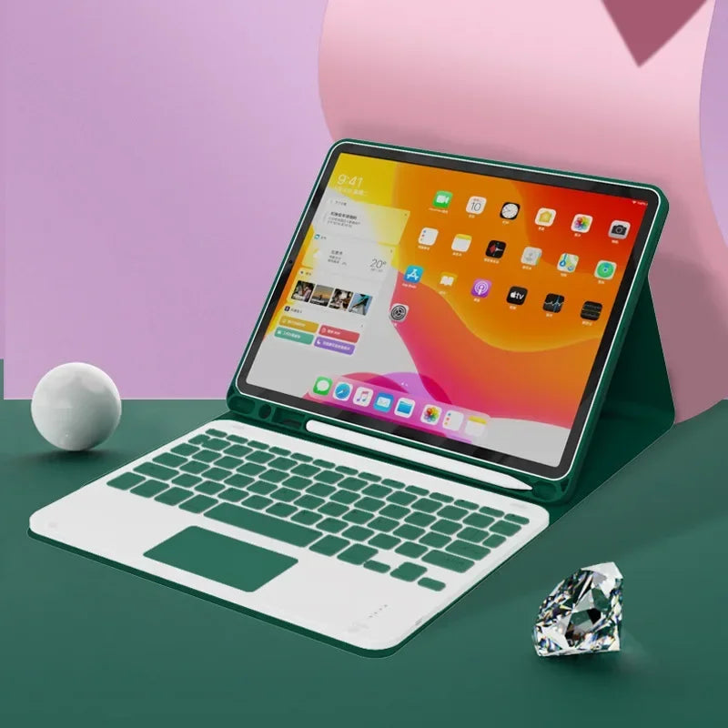 Lisslune | Spanische Tastaturhülle für iPad 10th Air 11 Air 5 4 10.9 Hülle 10.2 9th 8th Pro 11 10.5 Air 3 Wireless Magnet PU Flip Standhülle