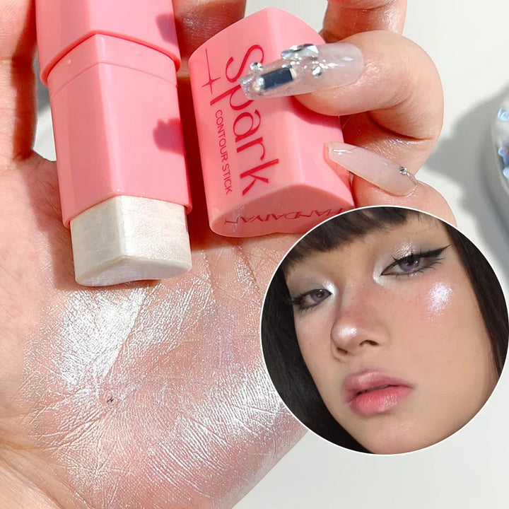Rynx | Heart-shaped Highlighter Blush Stick Brightening Face Blush Cream Waterproof Contour Illuminator Highlight Blush Korean Makeup