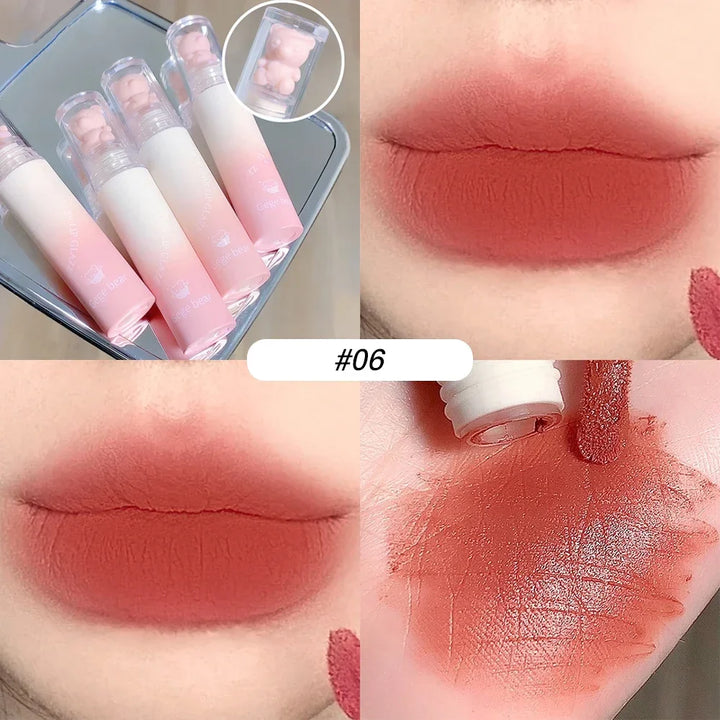 Rynx | Sweet Bear Velvet Lip Gloss Girl Matte Lip Glaze Waterproof Durable Chestnut Brown Lip Mud Korean Makeup Liquid Lipsticks