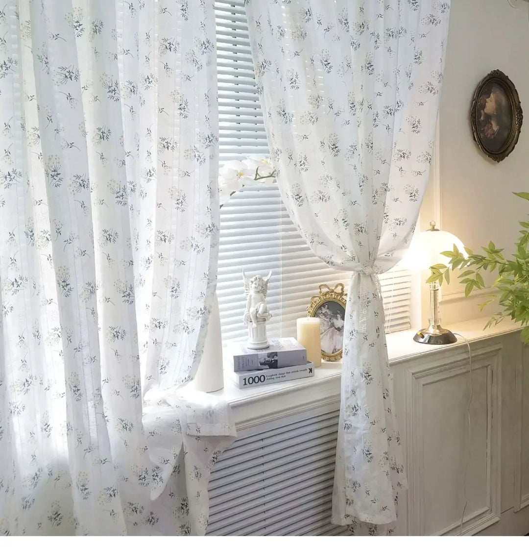 Rynx Korean Daisy Curtains Street Bags Shade Curtain Flower Tassel for Kitchen Bedroom Living Room Bay Window Wardrobe Curtain