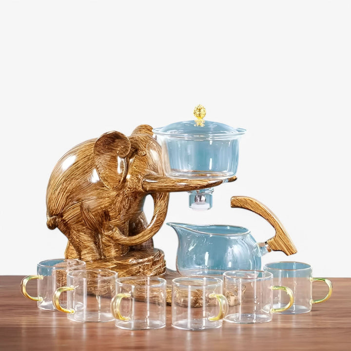 Lisslune | Elephant Glass Tea Set with Heat-Resistant Pot
