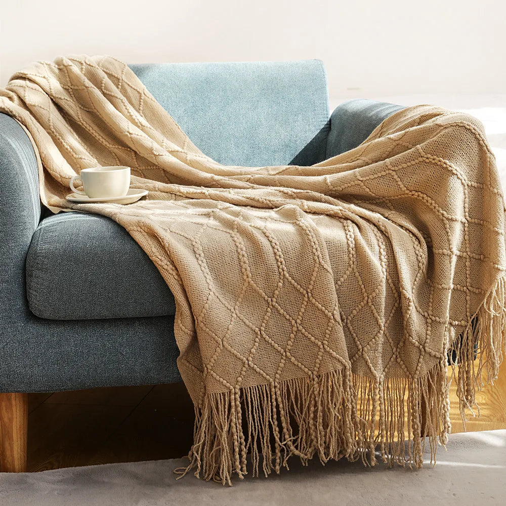 Lisslune | purple diamond knit blanket