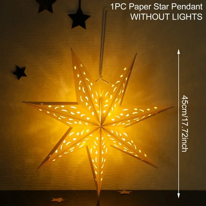 Rynx Hollow Star Hanging Pendant Ramadan Decoration 2024 for Home Navidad Natal Noël Gifts Christmas Ornaments New Year 2025