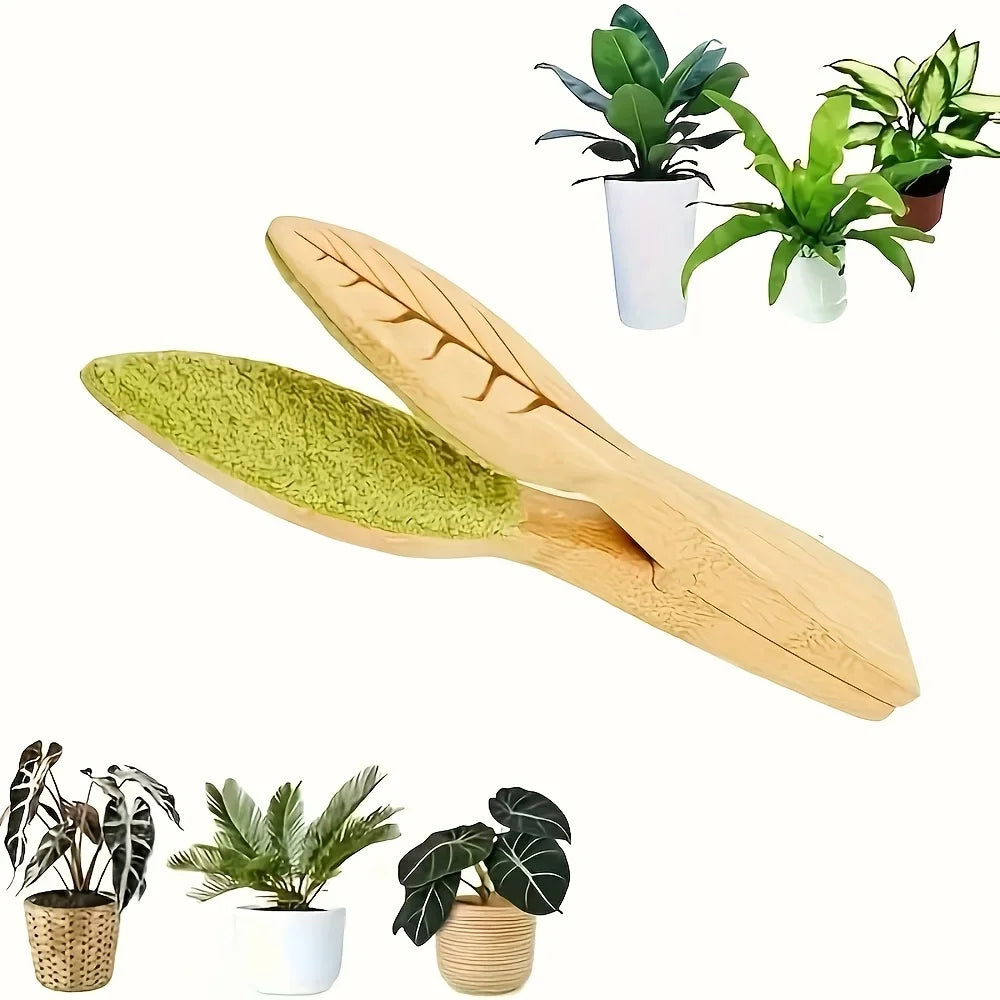 Lisslune | Plant leaf cleaning tongs made of wood for gentle leaf care