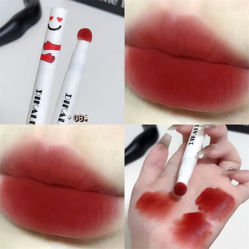 Rynx | Matte Lip Mud Air Cushion Lips Cream Brick Red Lip Lacquer Powder Lipstick Pen Non-Stick Cup Women's Lip Color Korean Makeup