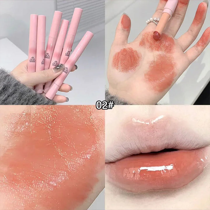 Rynx | Solid Pen Gloss Makeup Moisturizing Mirror Red-Brown Lipstick Long-Lasting Clear Moisturizing Lip Tint Natural Nude Lipstick